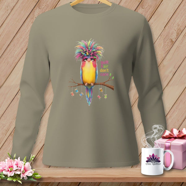 MyDesigns Physical Item S / Sandstone Quilt Hair Don’t Care ~ Curlene Spoolworth ~ Long Sleeve Tee