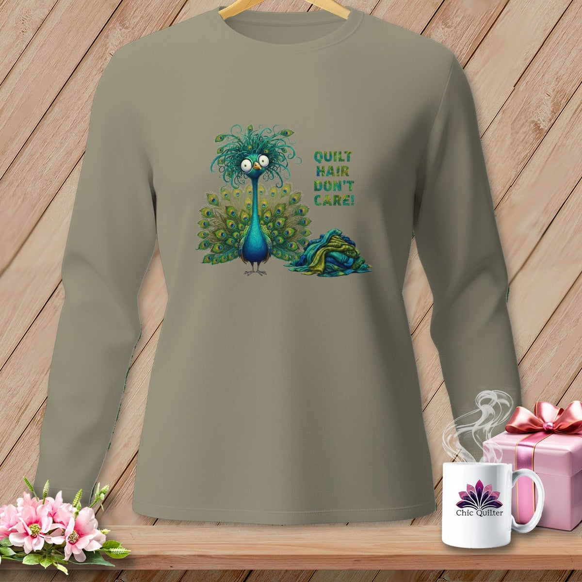 MyDesigns Physical Item S / Sandstone Quilt Hair Don’t Care ~ Lady Plumeadora ~ Long Sleeve Tee
