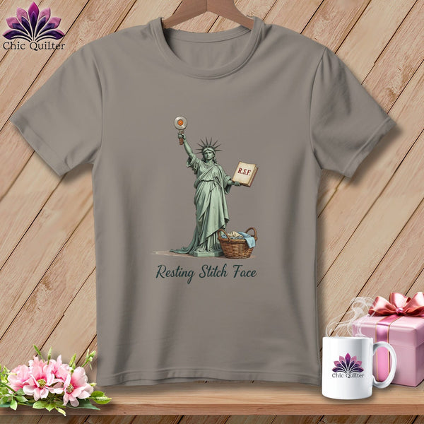 MyDesigns Physical Item S / Sandstone Quilter of Liberty - Resting Stitch Face ~ Premium Tee