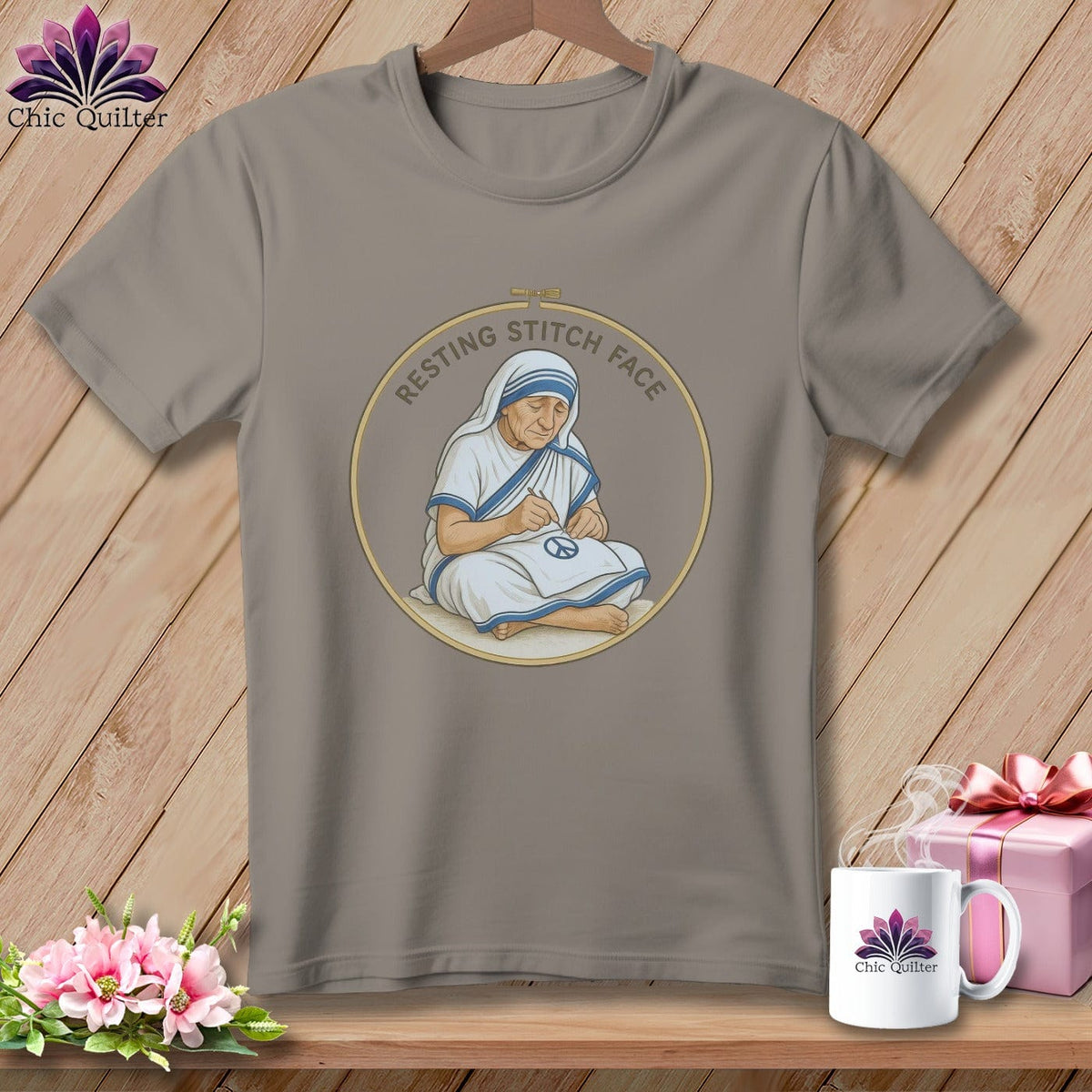 MyDesigns Physical Item S / Sandstone Sister Seams-a-Lot - Resting Stitch Face ~ Premium Tee