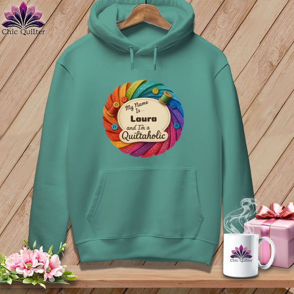 MyDesigns Physical Item S / Seafoam Rainbow Personalized Curves & Button Bloom ~ Premium Hoodie