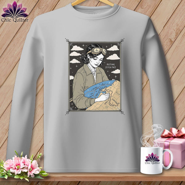 MyDesigns Physical Item S / Sport Grey Amelia SewHearts - Resting Stitch Face ~ Long Sleeve T-Shirt