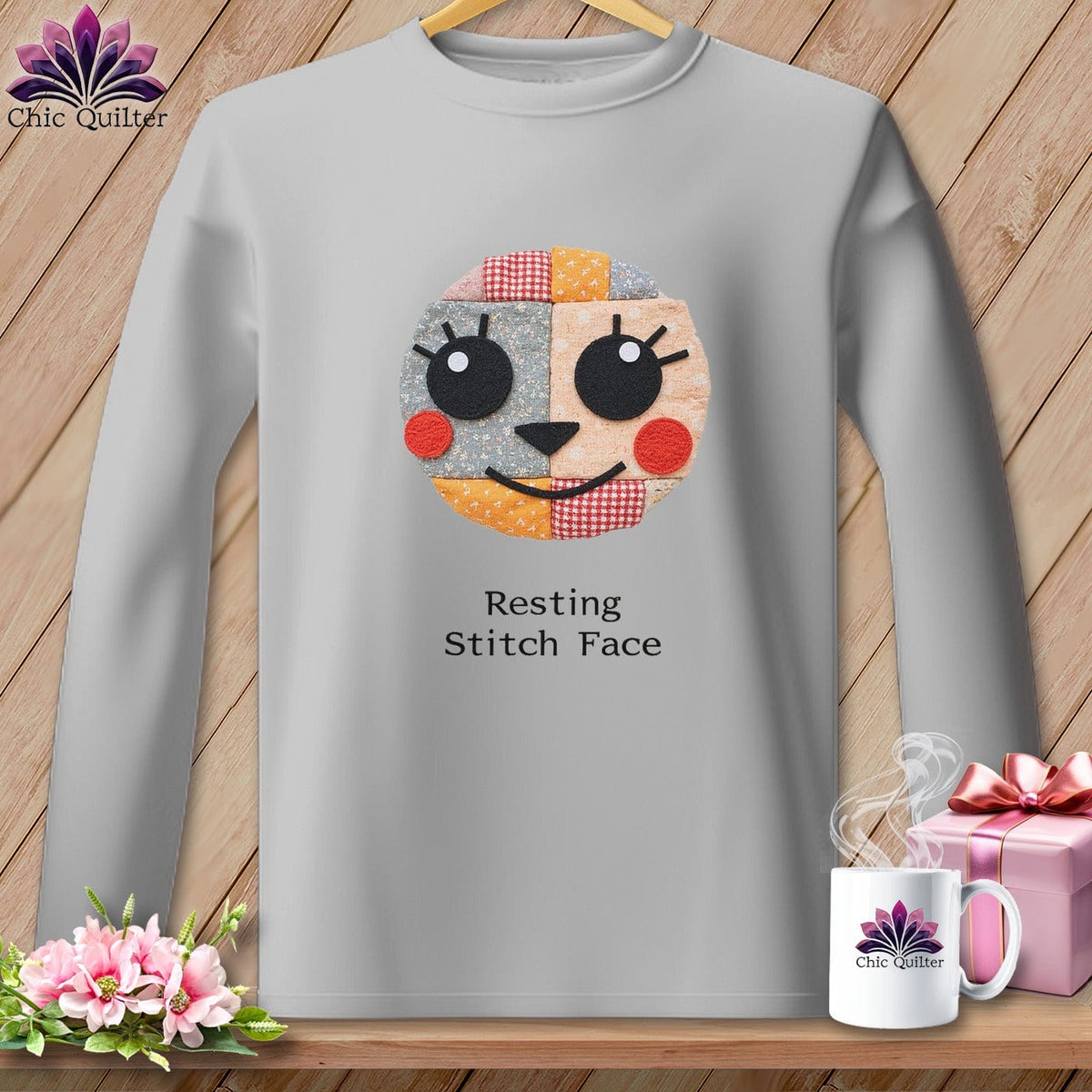 MyDesigns Physical Item S / Sport Grey Cheeky - Resting Stitch Face  ~ Long Sleeve T-Shirt