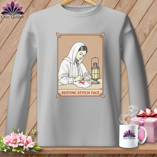 MyDesigns Physical Item S / Sport Grey Florence Needle-Gale - Resting Stitch Face ~ Long Sleeve T-Shirt