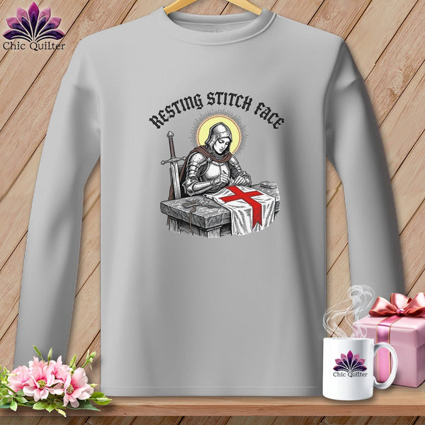 MyDesigns Physical Item S / Sport Grey Joan of Sew - Resting Stitch Face ~ Long Sleeve T-Shirt