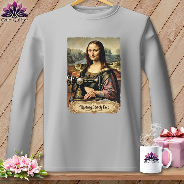 MyDesigns Physical Item S / Sport Grey Mona Sewsa - Resting Stitch Face ~ Long Sleeve T-Shirt