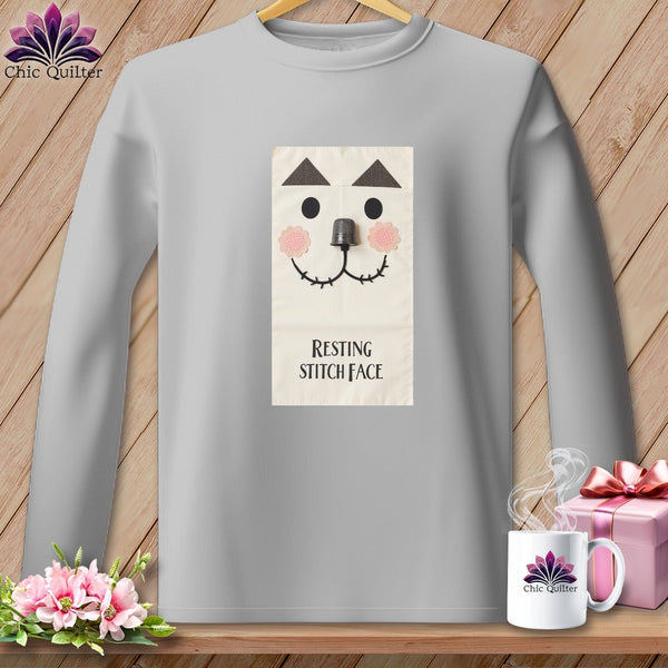 MyDesigns Physical Item S / Sport Grey Patch - Resting Stitch Face ~ Long Sleeve T-Shirt
