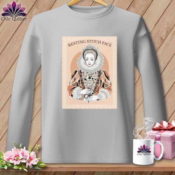 MyDesigns Physical Item S / Sport Grey Queen Eliza-Stitch - Resting Stitch Face ~ Long Sleeve T-Shirt