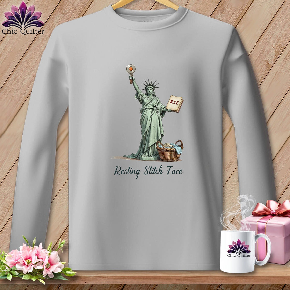 MyDesigns Physical Item S / Sport Grey Quilter of Liberty - Resting Stitch Face ~ Long Sleeve T-Shirt