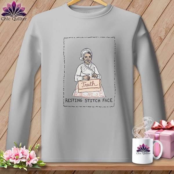 MyDesigns Physical Item S / Sport Grey Sewjourner Truth - Resting Stitch Face ~ Long Sleeve Tee
