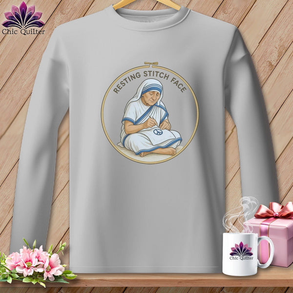 MyDesigns Physical Item S / Sport Grey Sister Seams-a-Lot - Resting Stitch Face ~ Long Sleeve T-Shirt