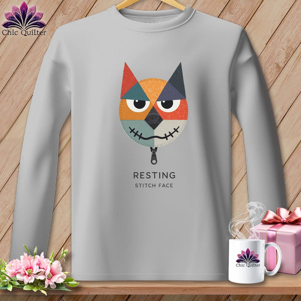 MyDesigns Physical Item S / Sport Grey Snark - Resting Stitch Face ~ Long Sleeve T-Shirt