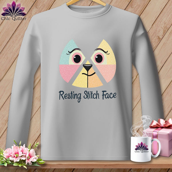 MyDesigns Physical Item S / Sport Grey Stitchy Face - Resting Stitch Face ~ Long Sleeve Tee