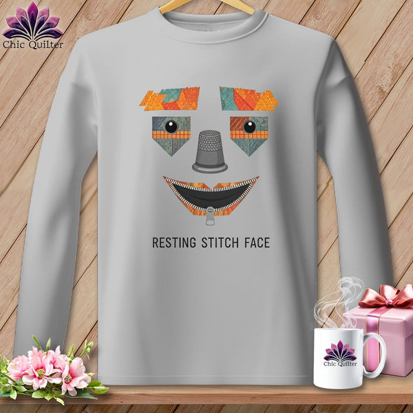 MyDesigns Physical Item S / Sport Grey Strawman - Resting Stitch Face ~ Long Sleeve T-Shirt
