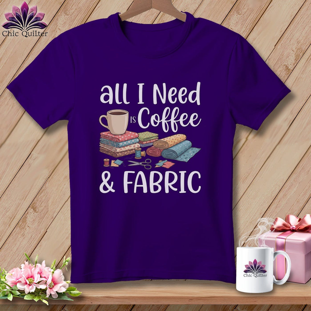 MyDesigns Physical Item S / Team Purple All I Need is Coffee & Fabric ~ Relaxed Fit Tee