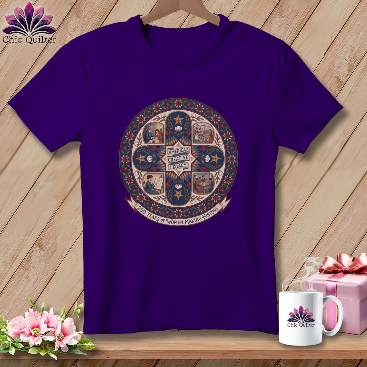 MyDesigns Physical Item S / Team Purple America's Creative Legacy | 250 Years of Women Making History Quilter ~ Relaxed Fit Tee
