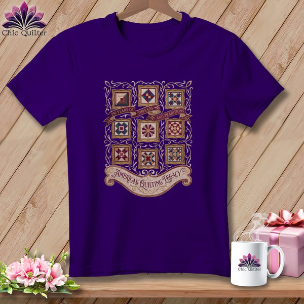 MyDesigns Physical Item S / Team Purple America's Quilting Legacy 250 Years of Threads and Traditions ~ Relaxed Fit Tee