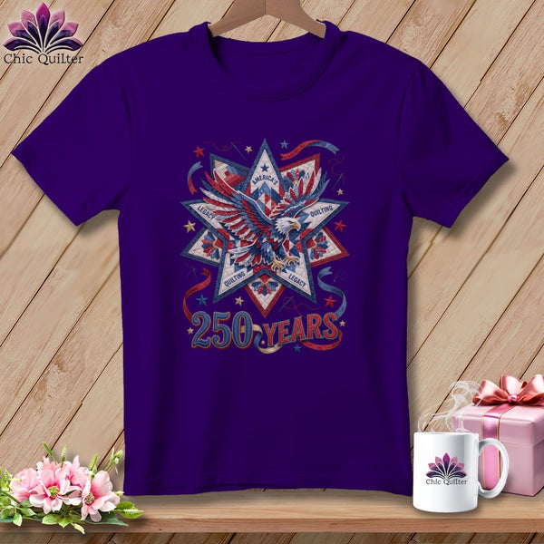 MyDesigns Physical Item S / Team Purple America's Quilting Legacy 250 Years Patriotic Quilter ~ Relaxed Fit Tee