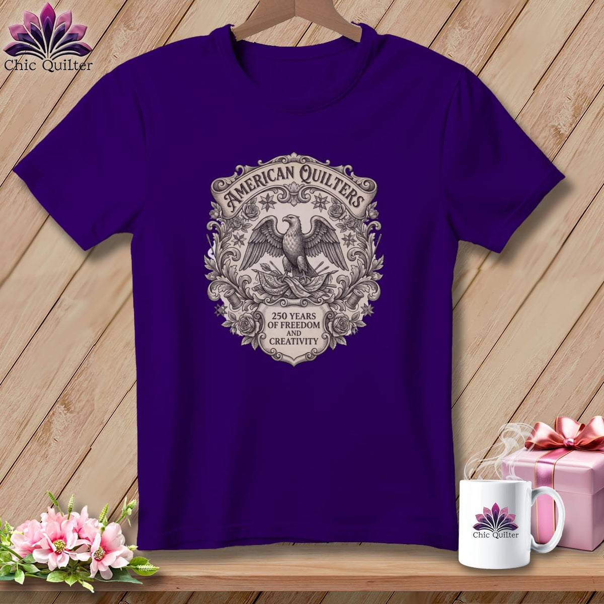MyDesigns Physical Item S / Team Purple American Quilters 250 Years of Freedom and Creativity ~ Relaxed Fit Tee