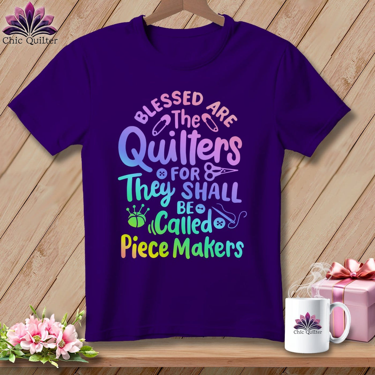 MyDesigns Physical Item S / Team Purple Blessed Are the Quilters For They Shall Be Called Piece Makers ~ Relaxed Fit Tee