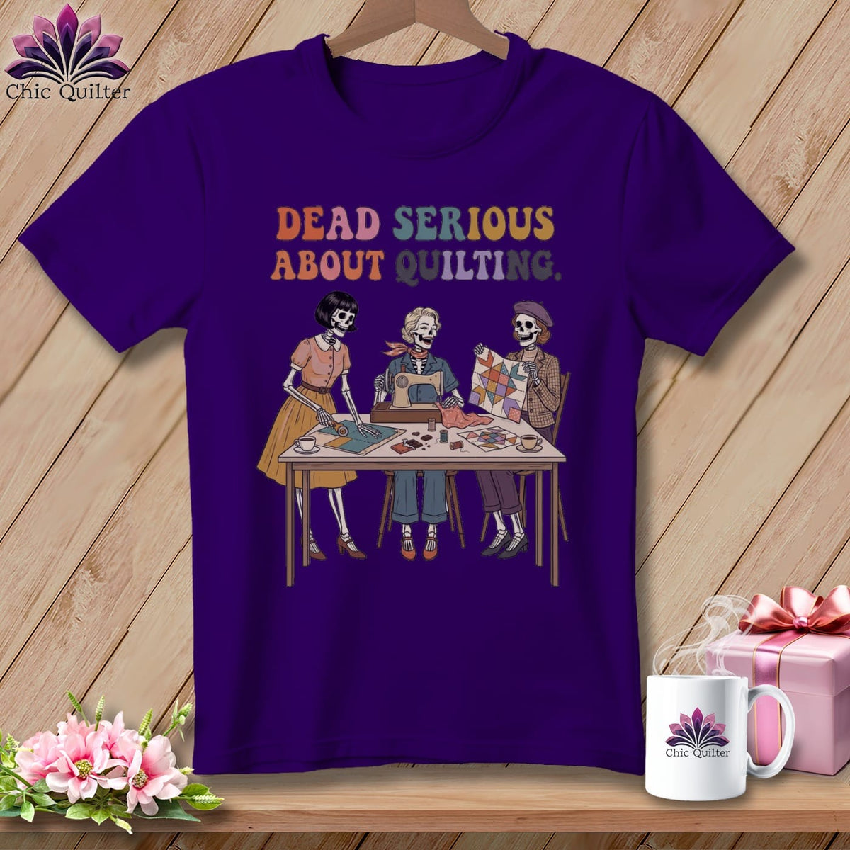 MyDesigns Physical Item S / Team Purple Dead Serious About Quilting. ~ Relaxed Fit Tee