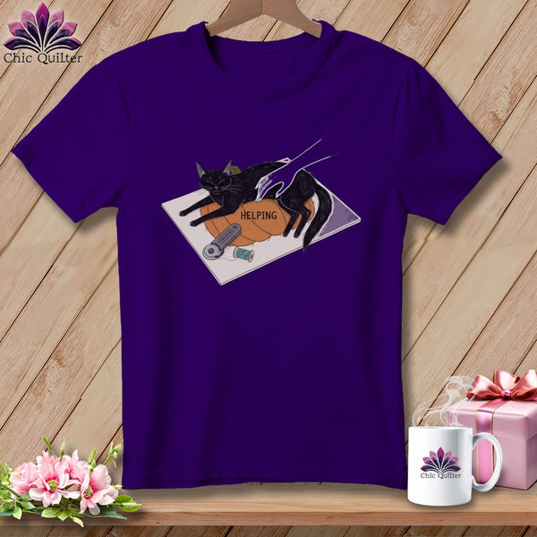 MyDesigns Physical Item S / Team Purple HELPING ~ Cat on the Cutting Mat ~ Relaxed Fit Tee