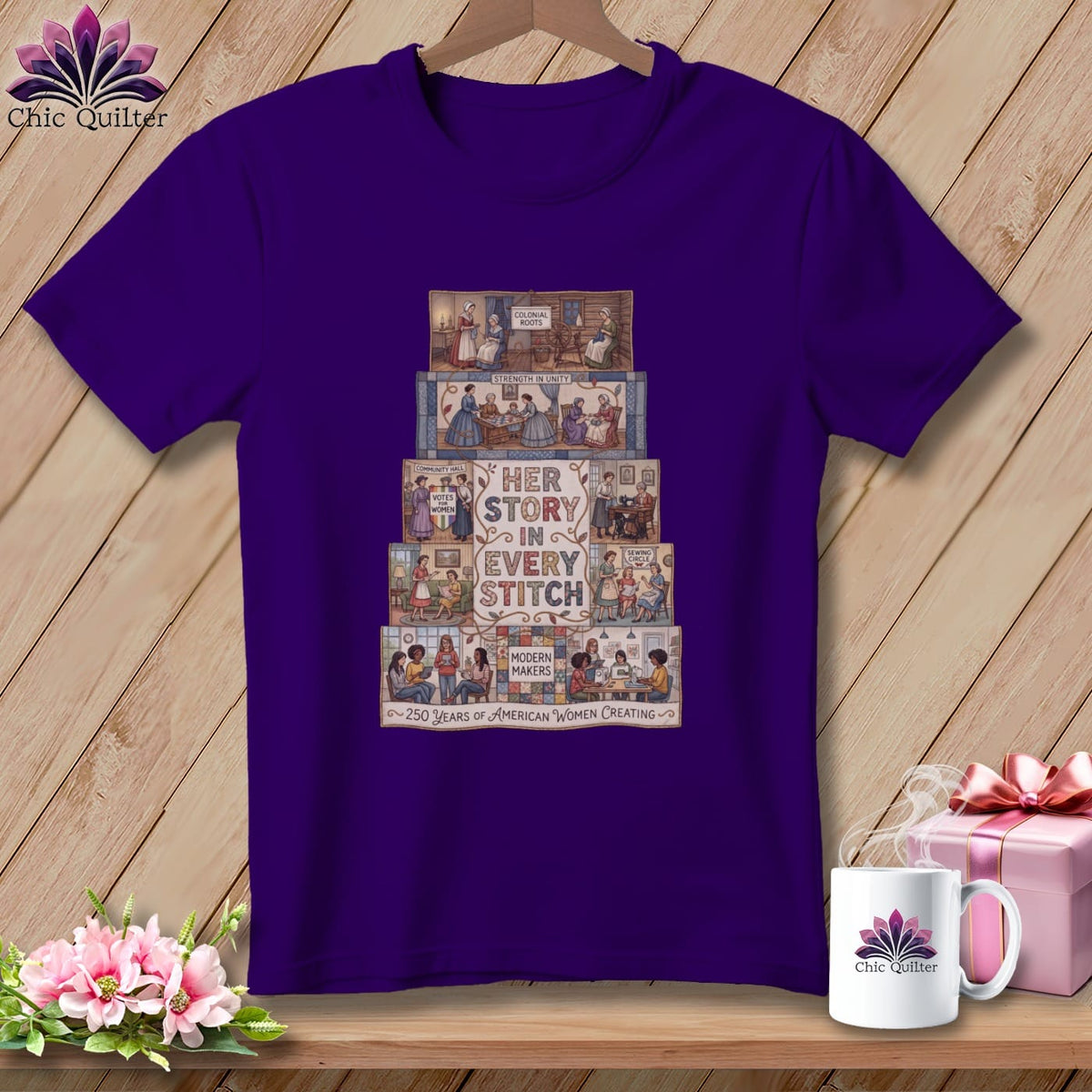 MyDesigns Physical Item S / Team Purple Her Story In Every Stitch ~ 250 Years of American Women Creating ~ Relaxed Fit Tee