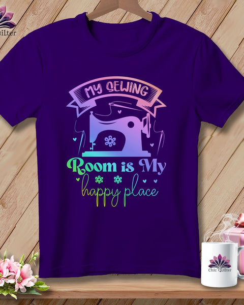MyDesigns Physical Item S / Team Purple My Sewing Room Is My Happy Place ~ Relaxed Fit Tee