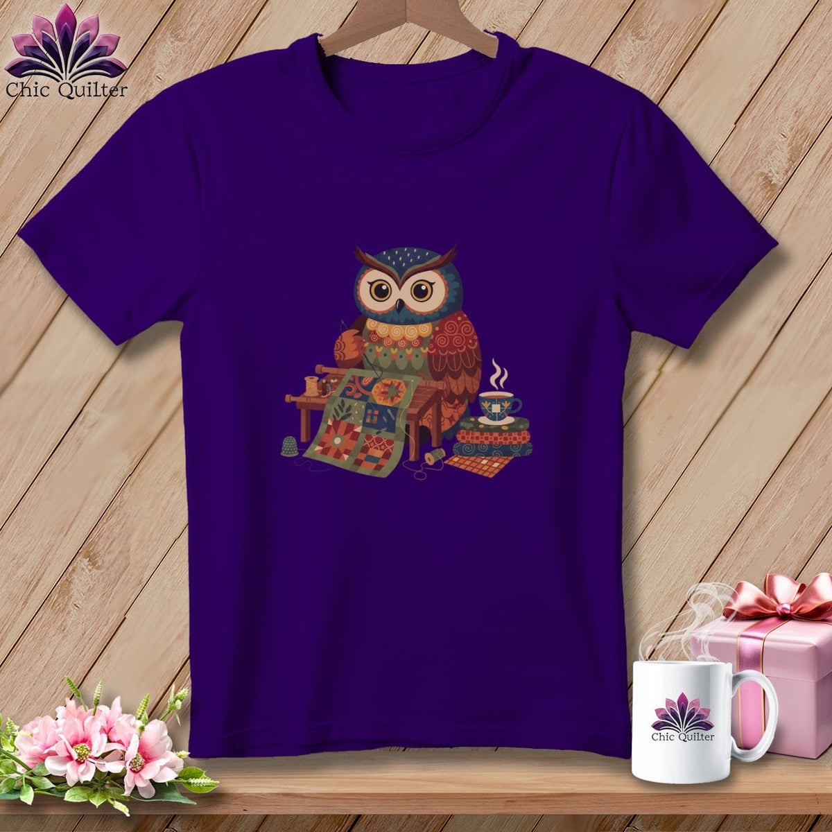 MyDesigns Physical Item S / Team Purple Owlways Ready for Tea & Quilts ~ Relaxed Fit Tee