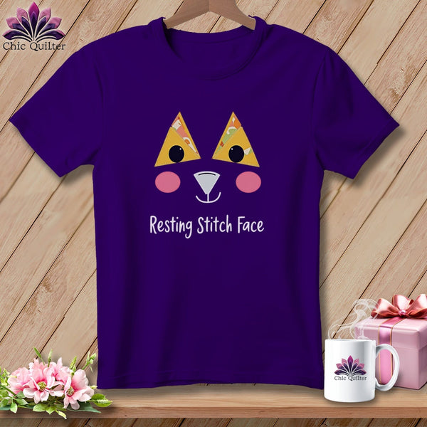 MyDesigns Physical Item S / Team Purple Patchwork Face - Resting Stitch Face ~ Relaxed Fit Tee