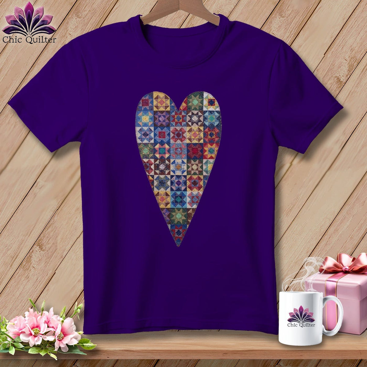 MyDesigns Physical Item S / Team Purple Patchwork Heart ~ Relaxed Fit Tee