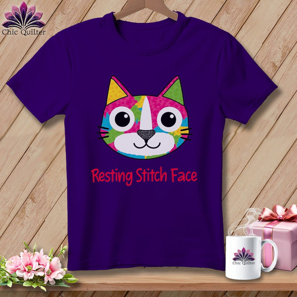 MyDesigns Physical Item S / Team Purple Patchwork Smile - Resting Stitch Face ~ Relaxed Fit Tee