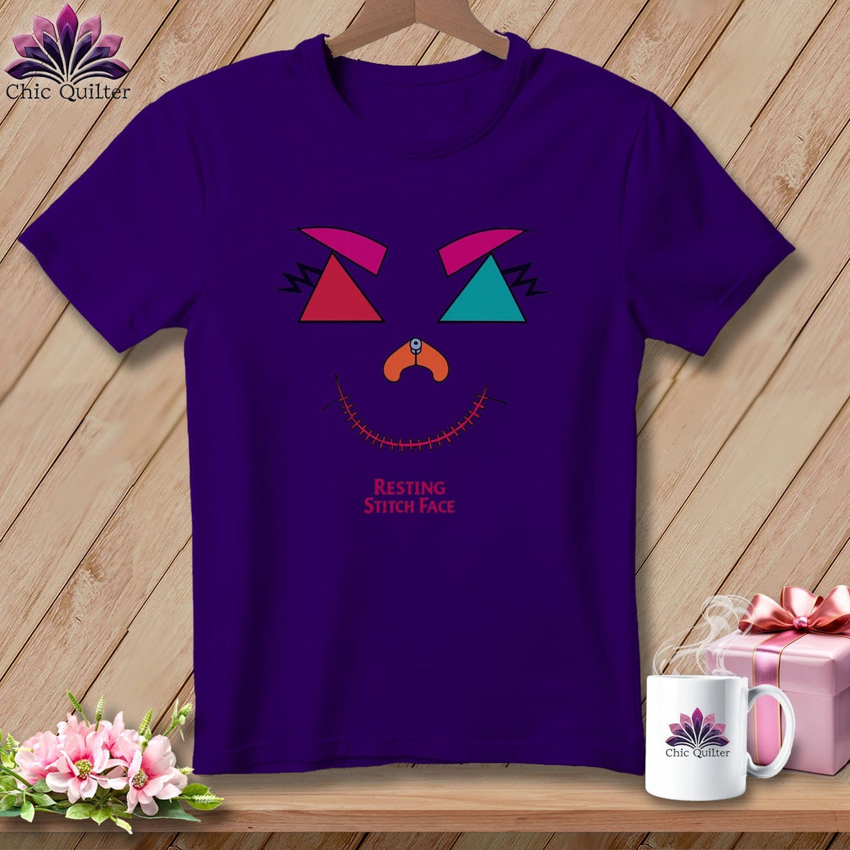 MyDesigns Physical Item S / Team Purple Psychedelic Face - Resting Stitch Face ~ Relaxed Fit Tee