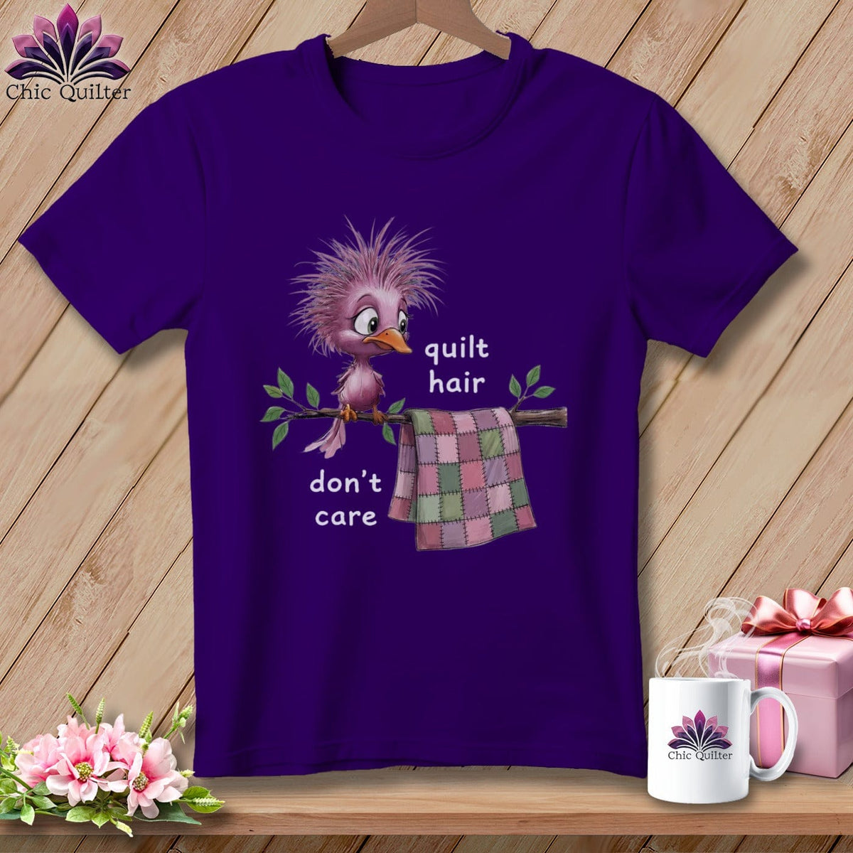 MyDesigns Physical Item S / Team Purple Quilt Hair Don’t Care ~ Pip Patchlet ~ Relaxed Fit Tee