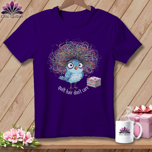 MyDesigns Physical Item S / Team Purple Quilt Hair Don’t Care ~ Puffin Bea ~ Relaxed Fit Tee