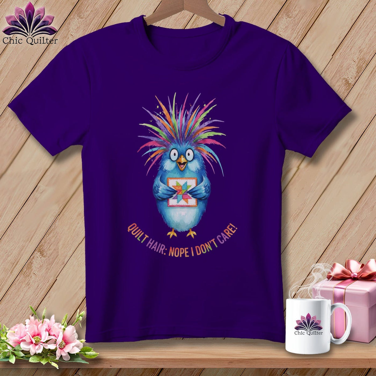 MyDesigns Physical Item S / Team Purple Quilt Hair Don’t Care ~ Ruckus Jay ~ Relaxed Fit Tee