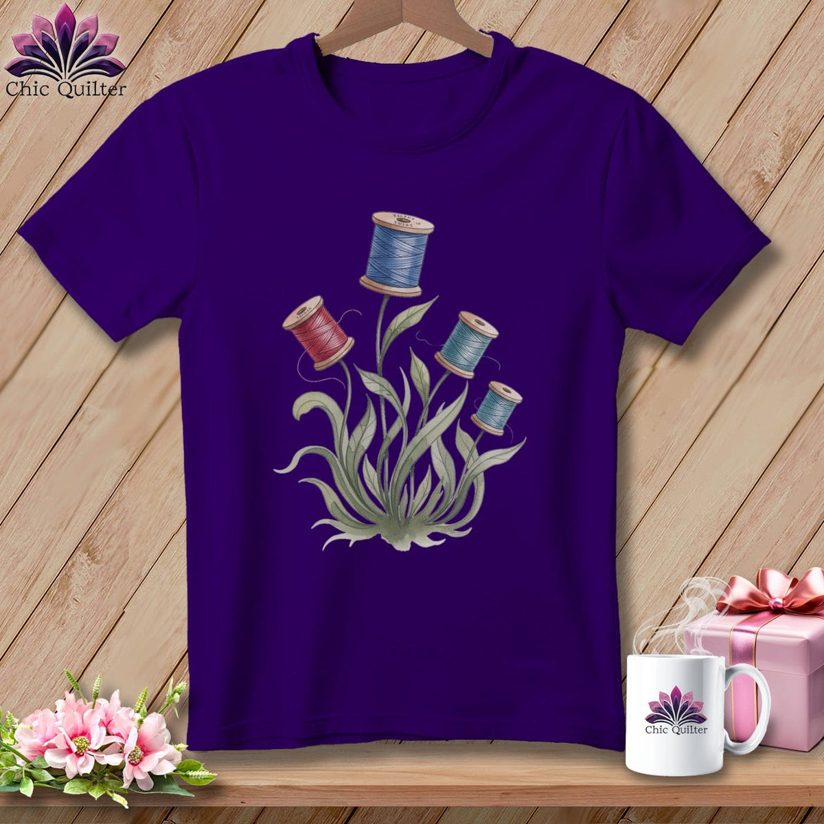 MyDesigns Physical Item S / Team Purple Spool Blooms ~ Relaxed Fit Tee