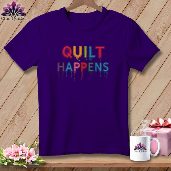 MyDesigns Physical Item S / Team Purple Stitched Quilt Happens ~ Relaxed Fit Tee