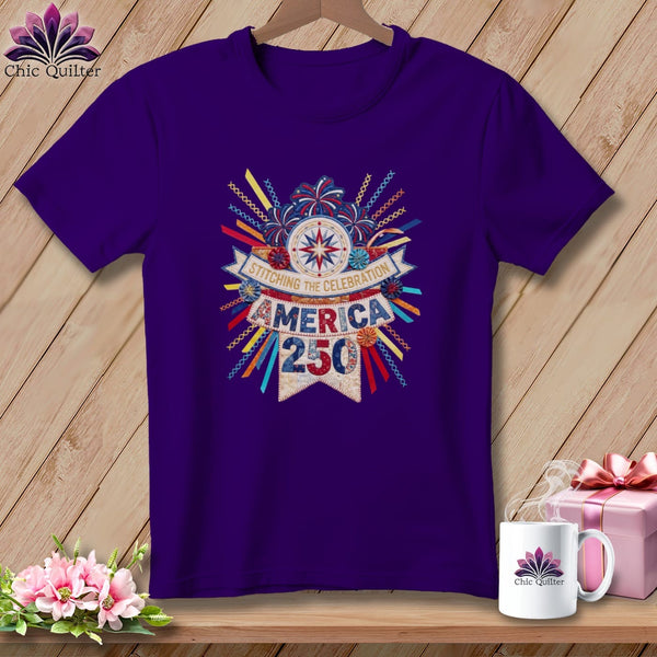 MyDesigns Physical Item S / Team Purple Stitching The Celebration America 250 Quilter ~ Relaxed Fit Tee