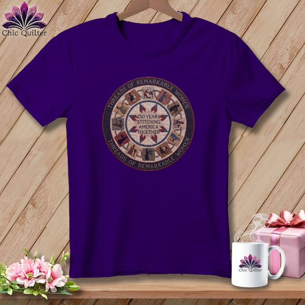 MyDesigns Physical Item S / Team Purple Threads of Remarkable Women 250 Years Stitching America Together Quilter ~ Relaxed Fit Tee