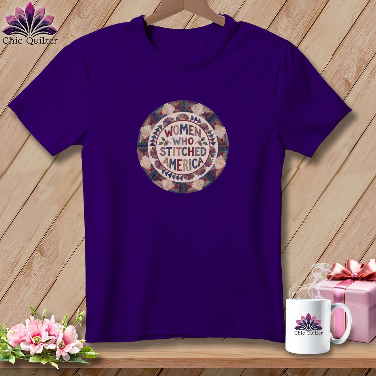 MyDesigns Physical Item S / Team Purple Women Who Stitched America Celebrating 250 Years Quilter ~ Relaxed Fit Tee