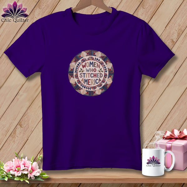 MyDesigns Physical Item S / Team Purple Women Who Stitched America Celebrating 250 Years Quilter ~ Relaxed Fit Tee