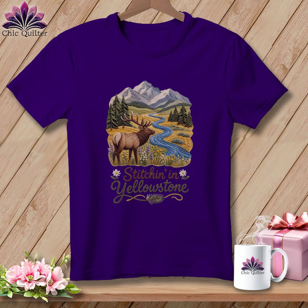 MyDesigns Physical Item S / Team Purple Yellowstone National Park ~ Elk, Stitchin in ~ Relaxed Fit Tee