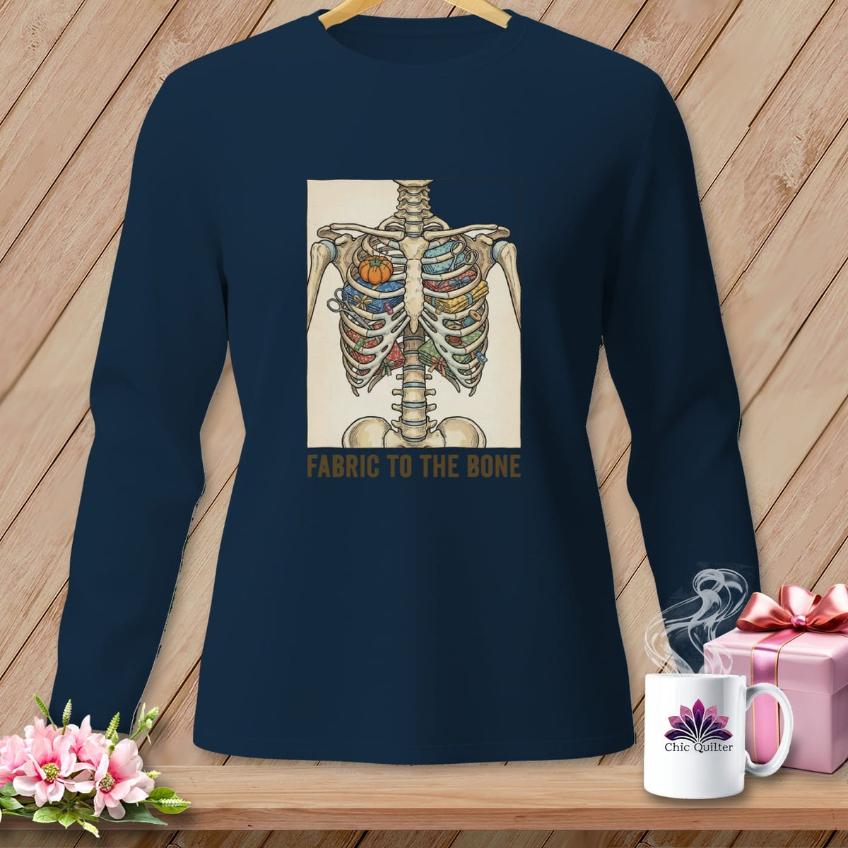 MyDesigns Physical Item S / True Navy Fabric to the Bone ~ Long Sleeve Tee