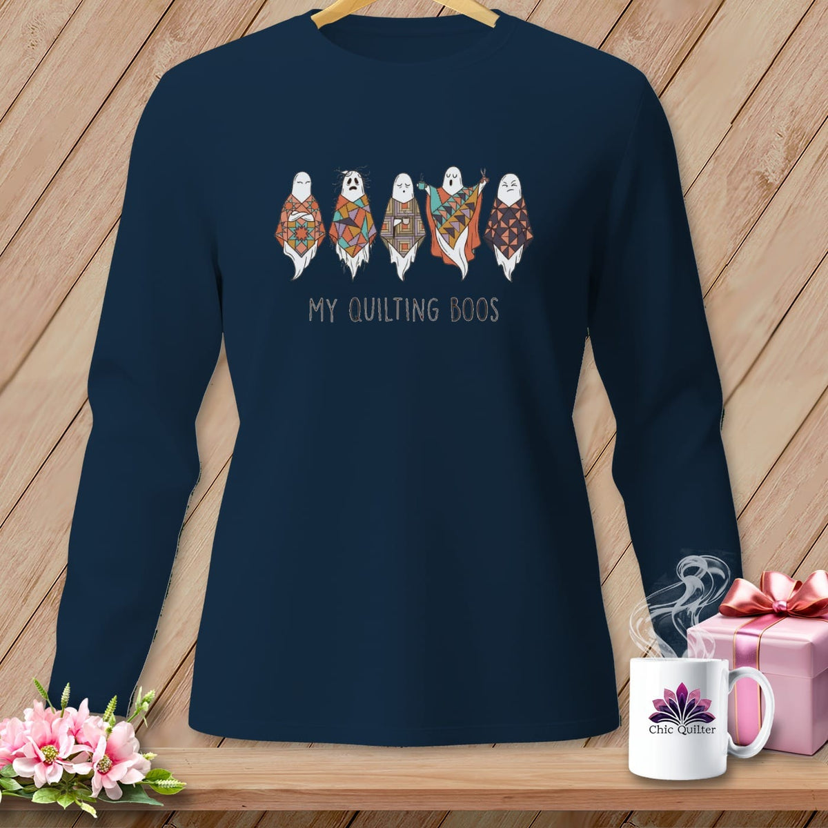 MyDesigns Physical Item S / True Navy My Quilting Boos ~ Long Sleeve Tee