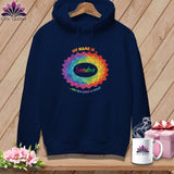 MyDesigns Physical Item S / True Navy Personalized Rainbow Quilt Spiral ~ Premium Hoodie