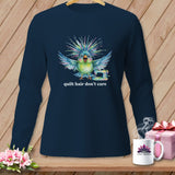 MyDesigns Physical Item S / True Navy Quilt Hair Don’t Care ~ Ziggy Bobbin ~ Long Sleeve Tee