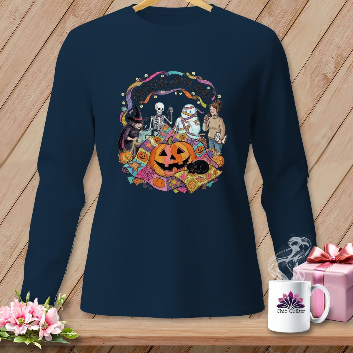 MyDesigns Physical Item S / True Navy Quilters After Dark ~ Long Sleeve Tee