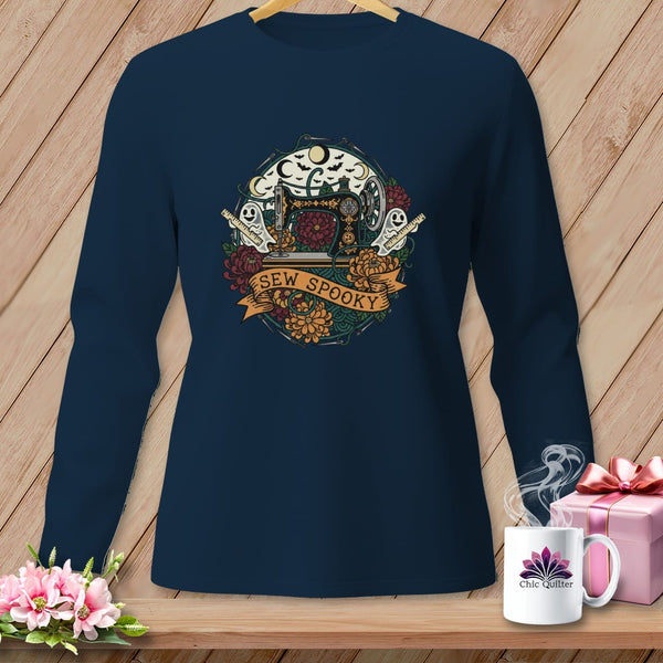MyDesigns Physical Item S / True Navy Sew Spooky ~ Gold Machine ~ Long Sleeve Tee