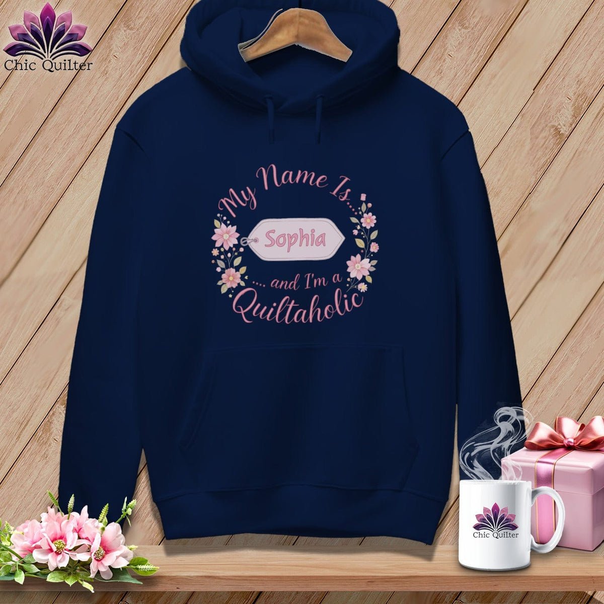 MyDesigns Physical Item S / True Navy Soft Vintage Personalized Name Tag ~ Premium Hoodie